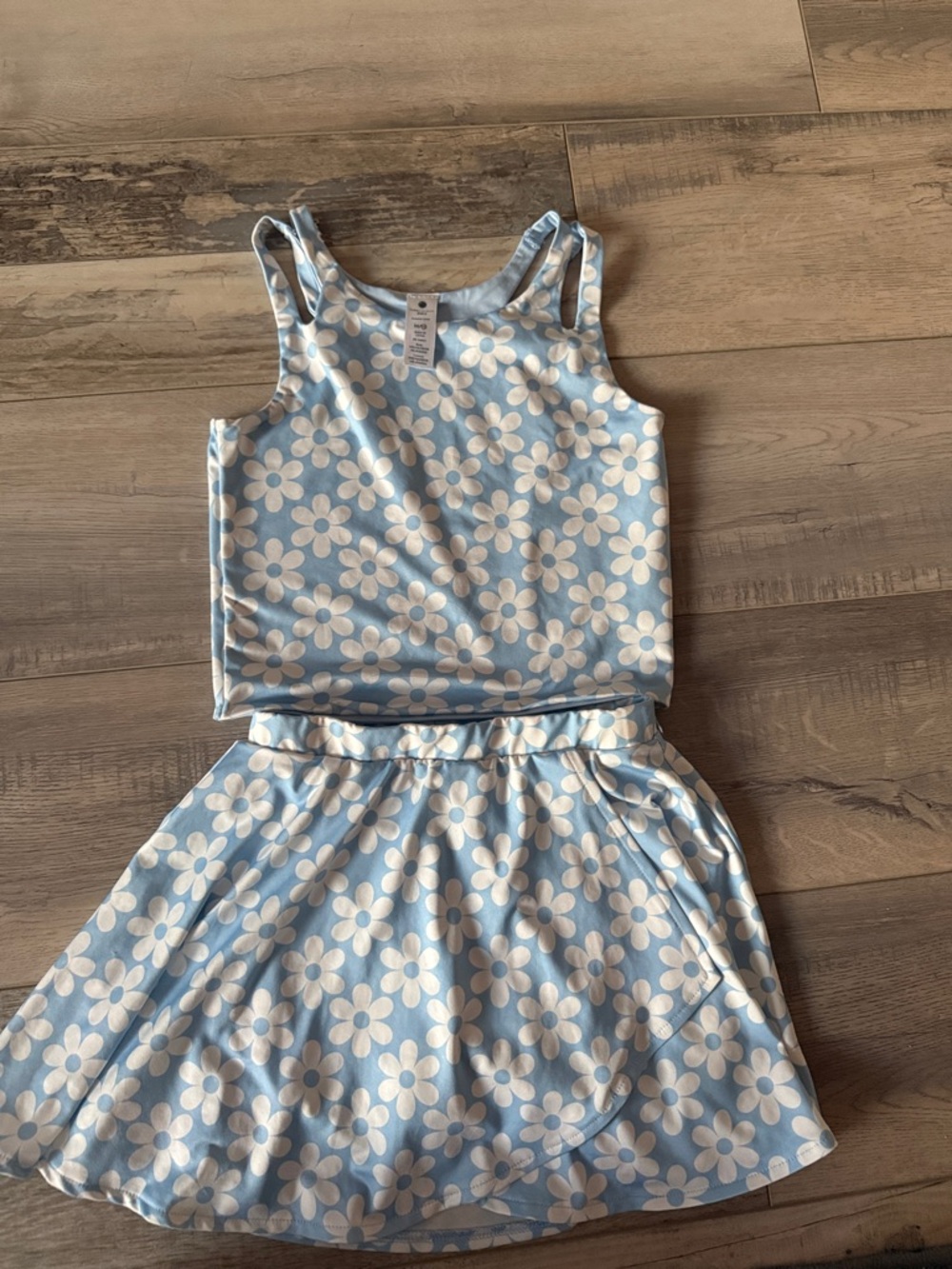 Yogalicious Light Blue and White Daisy Print Kids Matching Set